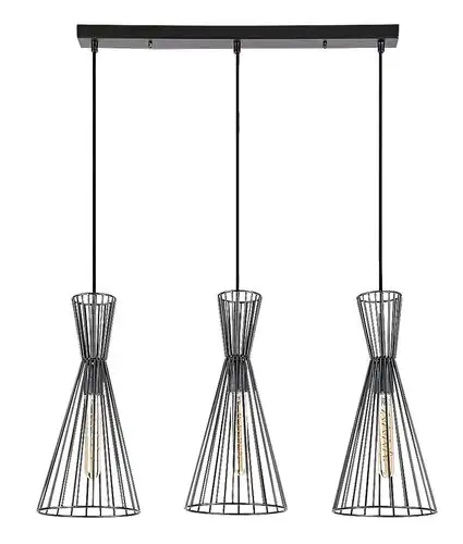 RABALUX Leandros, mat crna metalna visilica, E27 3x40W IP20