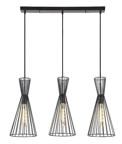RABALUX Leandros, mat crna metalna visilica, E27 3x40W IP20