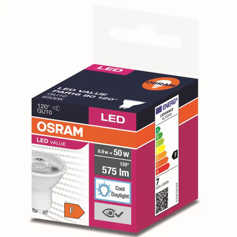 OSRAM  LED  GU10 6,9W 6500k 120° staklena
