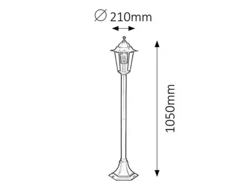 RABALUX Velence spoljna lampa1m E27 60W crno IP43