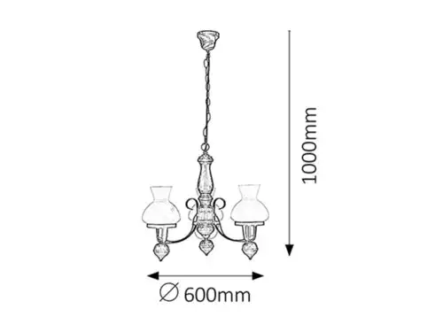 RABALUX Petronel  luster E27, 3x60W crno