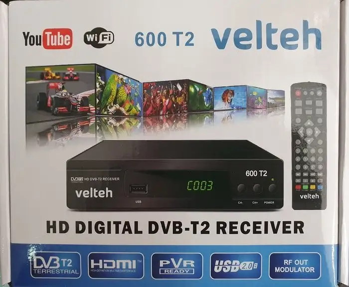 VELTEH 600T2 DVB-T2 prijemnik+RF+ HDMI 1m