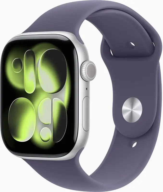 APPLE Watch S11 GPS 46mm Silver Aluminium Case with Purple Fog Sport Band - M/L meva4rk/a