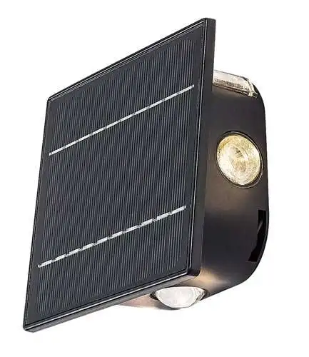 RABALUX Emmen, solarna zidna, crna plastika, LED, 0,5W, 50lm, CCT switch 3000 - 6000K