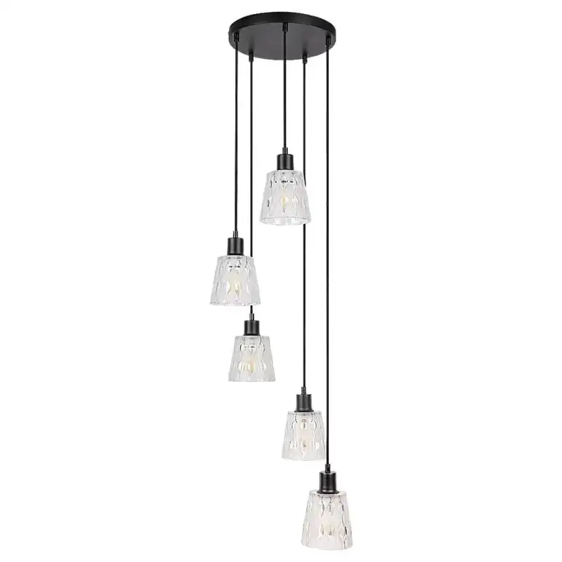RABALUX Jarina,  glass pendant , E27 5xMAX 40W, black, transparent
