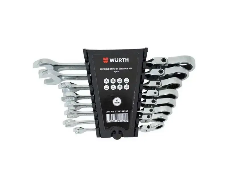 WURTH Set okasto-viljuskastih klju. flex.racna, 8 kom