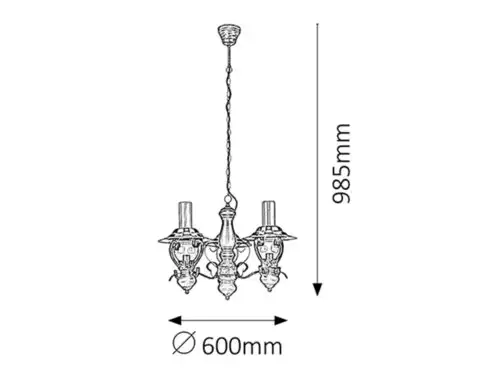 RABALUX Enna  visilica E14 3x40W crno-bakar